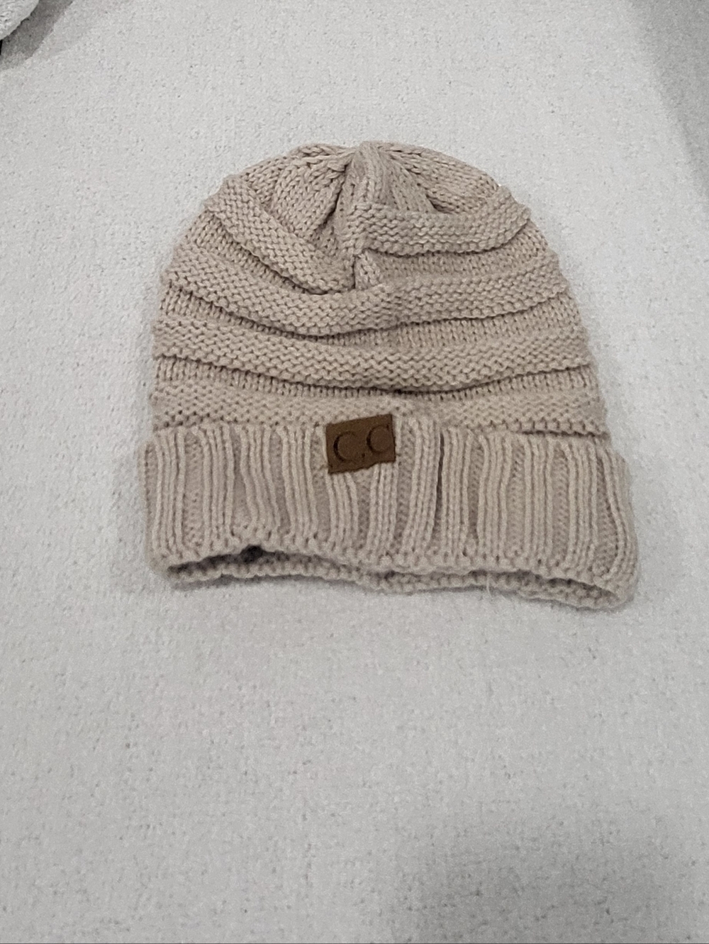 Boutique CC Beanie – Soft Cream Knit Slouchy Hat